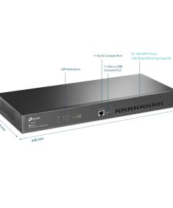 TP-Link 8-Port Omada JetStream Managed preklopnik (Switch) 10GE SFP+ L2+, 8×10G SFP+, RJ45/Micro-USB Console Port, 1U 19" Rack-mount