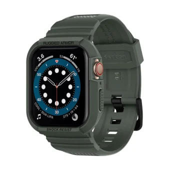 Spigen Rugged Armor Pro, zaštitna maska s remenom za Apple pametni sat, zelena - Apple Watch 8/7 (45mm)/SE 2022/6/SE/5/4 (44mm)