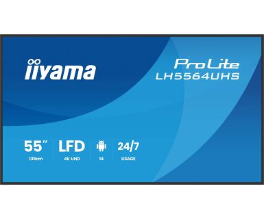 IIYAMA 55" LH5564UHS-B1AG 4K UHD (3840x2160) VA Signage 24/7, 500 cd/m2, 5000:1, Android OS 14, iiShare, iiControl, iiSignage2