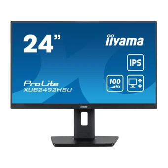 IIYAMA 24" XUB2492HSU-B6 FHD (1920×1080) IPS, 100Hz, 16:9, 0.4ms, 250 cd/m2, 1300:1, HDMI/DP, 4×USB-A, Pivot, zvučnici, crni