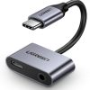 UGREEN adapter Type C (M) na 3.5mm Audio + Type C (Ž), sivi