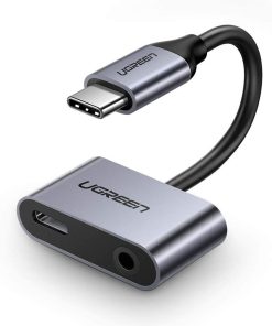 UGREEN adapter Type C (M) na 3.5mm Audio + Type C (Ž), sivi