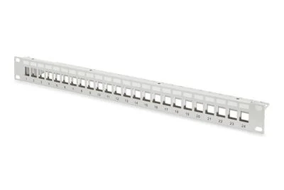 Digitus Modular Patch Panel, shielded 24-port, blank, 1U, rack mount color grey