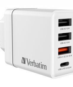 Verbatim zidni punjač 30W, 3×USB-A/1×USB-C, bijeli