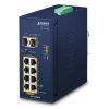 Planet Industrial 8-Port 10 100 1000T 802.3at PoE 2-Port 100 1000X SFP Ethernet Switch w 12V Booster (-40~75 degrees C)