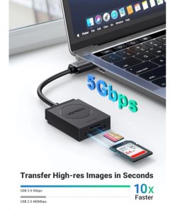 UGREEN čitač memorijskih kartica USB 3.0, TF/SD, 15cm, crni