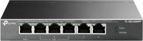 TP-Link 6-Port Gigabit Desktop Switch with 3-Port PoE and 1-Port PoE