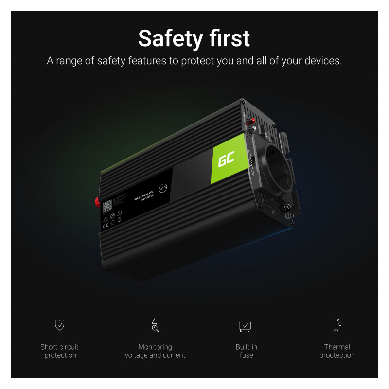 Green Cell strujni inverter 12V na 220V, 1000W/2000W (INV08)