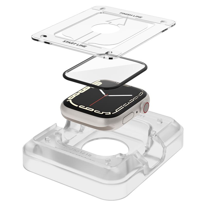 Spigen ProFlex EZ Fit, zaštitno staklo za Apple pametni sat, 2 kom + okvir za poravnanje - Apple Watch 9/8/7 41mm (AFL04052)