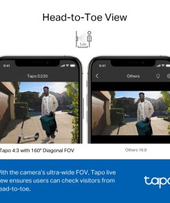 TP-Link Tapo Smart bežično zvono za vrata s video kamerom 2560×1920px, 2K 5MP, 160° dijagonalno, dvosmjerni audio, IR LED, detekcija pokreta, IP64