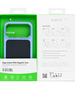 Rixus Mag Carbon With MagSafe Compatible For Apple iPhone 17 Pro Max, 18 Pro Max Light Blue
