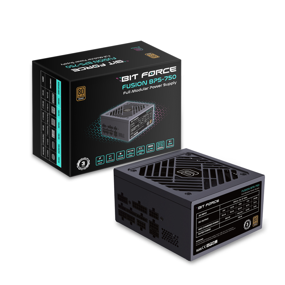 BIT FORCE napajanje 750W 80+ BRONZE FUSION BPS-750 modularno, ATX 3.1, PCI-E 5.1