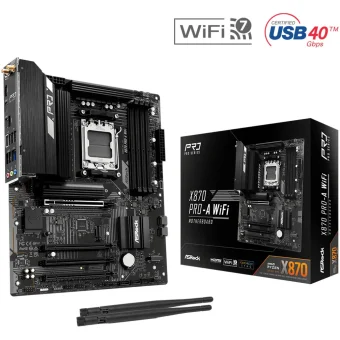 ASRock X870 PRO-A WIFI, S.AM5, 4x DDR5/8000(OC), PCIe 5.0, 2.5 G-LAN, HDMI, USB 4, WiFi, ATX