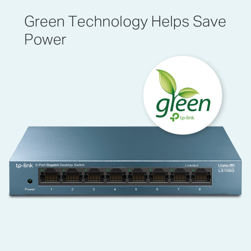 TP-Link 8-Port Gigabit Desktop preklopnik (Switch), 8×10/100/1000Mbps, Auto-Negotiation RJ45, Auto-MDI/MDIX, metalno kućište