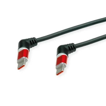 Roline 360° USB 2.0 kabel, C-C, M/M, 60W, okretni konektori, crveno/crni, 2.0m