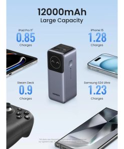 UGREEN Nexode prijenosni punjač (Powerbank) 12000mAh, 100W brzo punjenje, 1×USB-A/2×USB-C, PD3.0/QC3.0, sivi