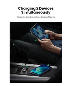 UGREEN auto punjač 30W, USB-C+USB-A, PD3.0/QC3.0, sivi