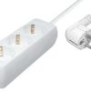 Transmedia 3-way power strip, white 1,4m