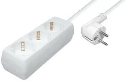Transmedia 3-way power strip, white 1,4m