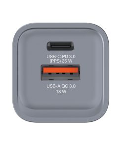 Verbatim GNC-35 GaN zidni punjač 35W, 1×USB-C PD 35W / 1×USB-A QC3.0