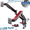 Transmedia Full-Motion Desktop Holder with gas spring for 2 Flat Screens