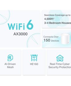 TP-Link AX3000 Deco X50 (2-pack), Dual-Band Mesh Wi-Fi 6, 574Mbps/2402Mbps (2.4GHz/5GHz), 802.11ax/ac/n/a/b/g, 3×G-LAN, Deco App