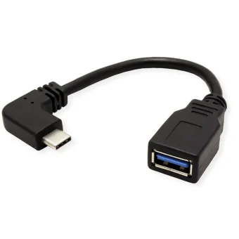 Roline USB3.2 Gen 1 kabel TIP A-C F/M kutni, 0.15m, crni