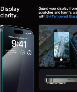 Spigen Glass tR EZ Fit, Transparency, zaštitno staklo za ekran telefona, 2 kom - iPhone 15 Pro (AGL06892)