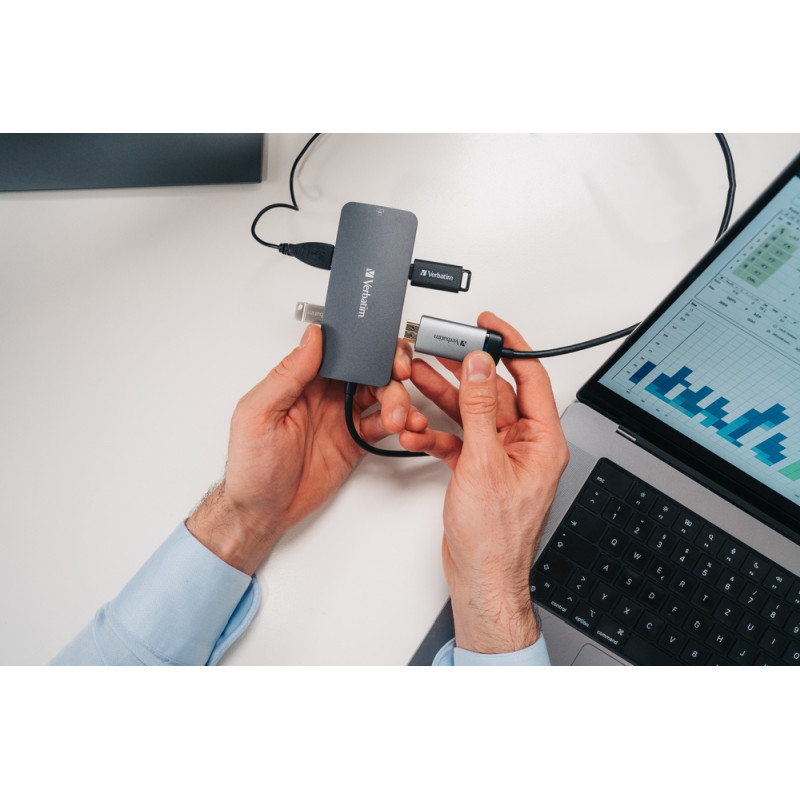 Verbatim CMH-05 Pro Multiport 5-portni USB-C HUB: 1xHDMI, 1xRJ45, 2xUSB-A, 1xUSB-C PD