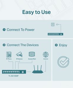 TP-Link 8-port Gigabit PoE preklopnik (Switch), 8×10/100/1000M RJ45 ports, 4×PoE ports, metalno kućište (53W)