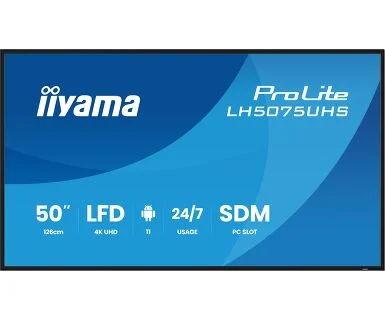 IIYAMA 50" LH5075UHS-B2AG 4K UHD (3840x2160) VA Signage 24/7, 500 cd/m2, 5000:1, Android OS, E-Share, iiSignage2