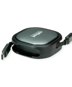 Roline USB 2.0 kabel, C-C, M/M, 60W, izvlačivi, crni, 1.2m