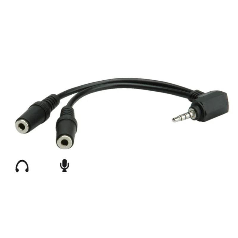 Roline Audio Y kabel, 3.5mm Stereo (M) - 2×3.5mm Stereo (F), 0.15m