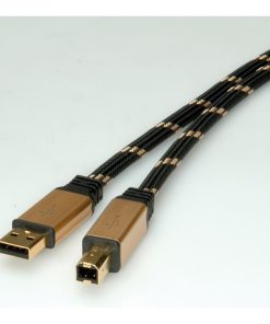 Roline GOLD USB2.0 kabel TIP A/B M/M, 1.8m, crno/zlatni