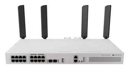 Mikrotik Cloud Router Switch CRS418-8P-8G-2S+5axQ2axQ-RM, 17xG-LAN (8x PoE-out), 2x10G SFP+, IPQ-8072A, RouterOS v7, 1U rackmount