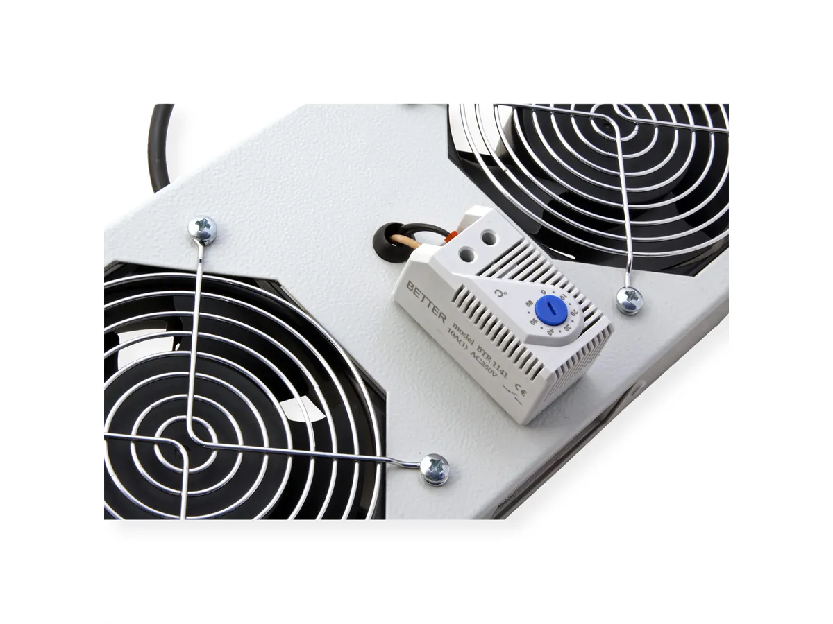 Roline 19" krovni ventilacijski modul s 2 ventilatora i termostatom, sivi