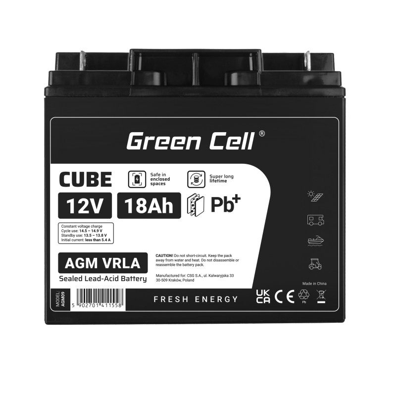 Green Cell (AGM09) baterija AGM 12V/18Ah