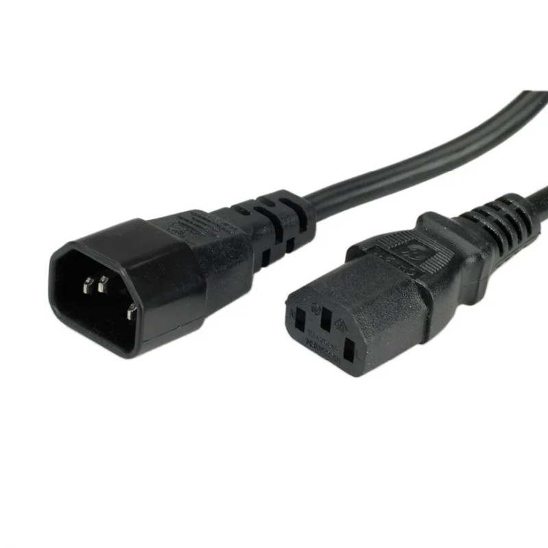 Roline naponski kabel PC-Monitor, IEC320 C14-C13 10A, M/F, 0.5m, crni