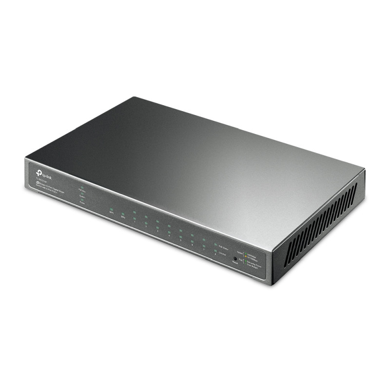 TP-Link 10-port Gigabit PoE+ Smart preklopnik (Switch), 8×10/100/1000M RJ45 ports + 2×SFP ports, metalno kućište (61W)