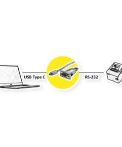 Roline VALUE pretvarač USB-C na Serial RS232, crni, 1.8m