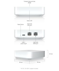 UXG-Lite UniFi gateway, 1x GbE WAN port, 1xGbE LAN port, USB-C,