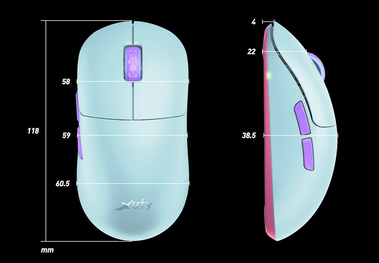 Cherry XTRFY M8 bežični igraći miš, 21000 cpi, USB, frosty mint