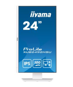 IIYAMA 24" XUB2492HSU-W6 FHD (1920×1080) IPS, Pivot, 100Hz, 16:9, 0.4ms, 250 cd/m2, 1300:1, HDMI/DP, 4×USB-A, zvučnici, bijeli
