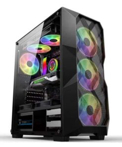 NaviaTec Raptor Gaming case with 4x RGB Fans, Tempered Glass Side, Mesh front panel