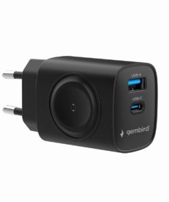 Gembird 2-in-1 20 W Apple Watch phone fast charger, black