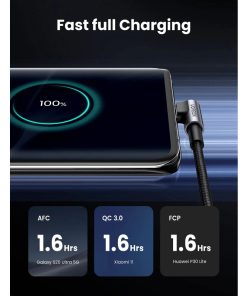 UGREEN USB-C (M) na USB-A (M), kutni 90°, 18W, 3A, pleteni kabel MFi, 1.0m