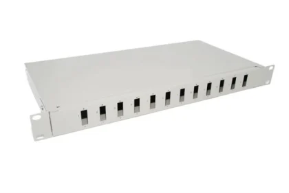 NFO Patch Panel 1U 19" - 12x SC Duplex, Closed, 1 tray, Light grey