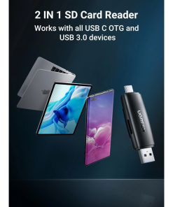 UGREEN čitač memorijskih kartica USB-C + A, TF/SD kartice, crni