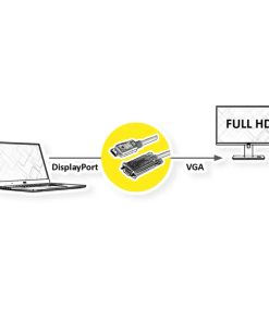 Roline VALUE DisplayPort kabel, DP-VGA M/M, 2.0m, crni