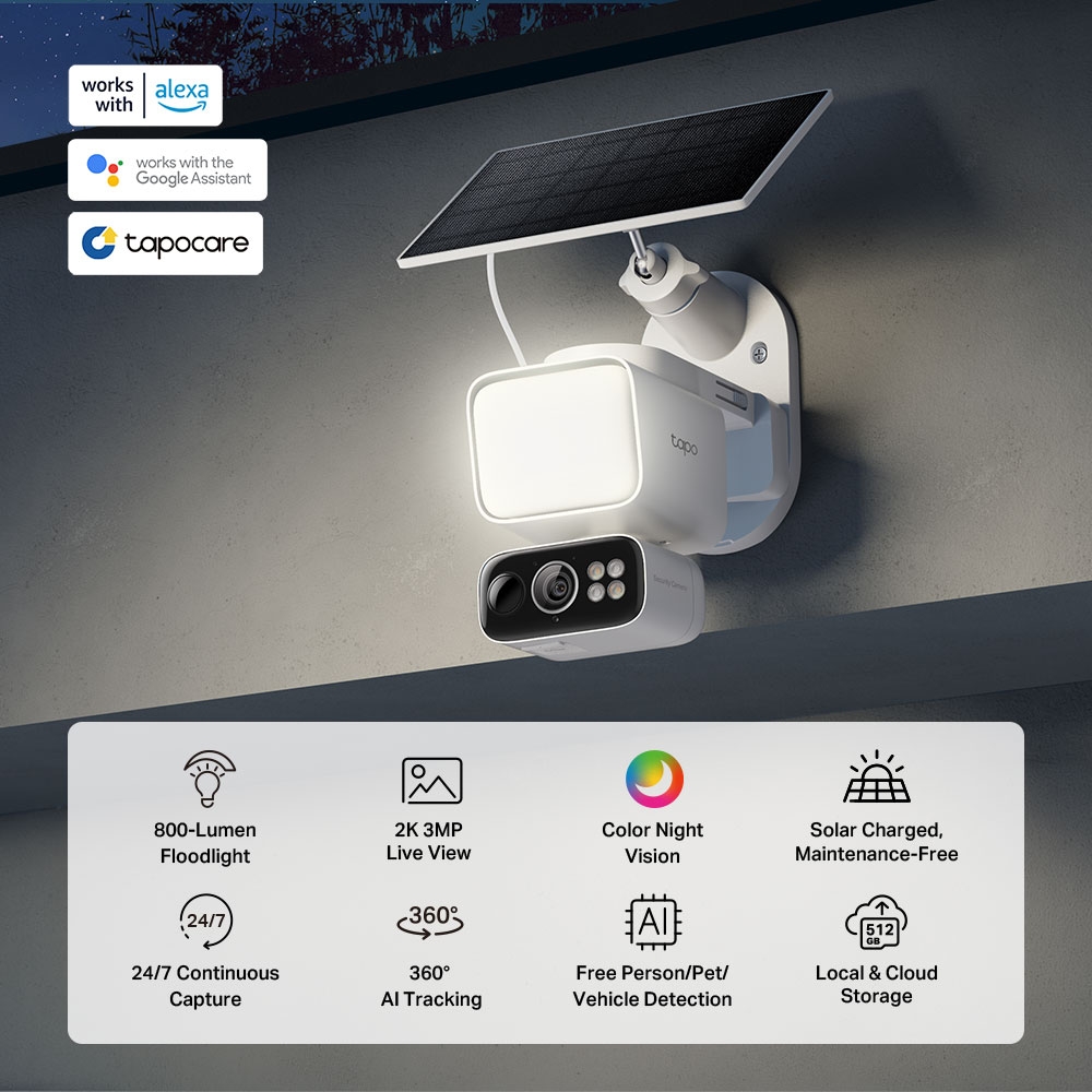 TP-Link Tapo C15F kamera + Tapo A201 Solar panel, 2K/3MP (2304×1296) Color Night Vision, microSD, detekcija pokreta, 2x850nm IR LED, IP65,ugrađena punjiva Li-Ion baterija, Wi-Fi/Tapo app